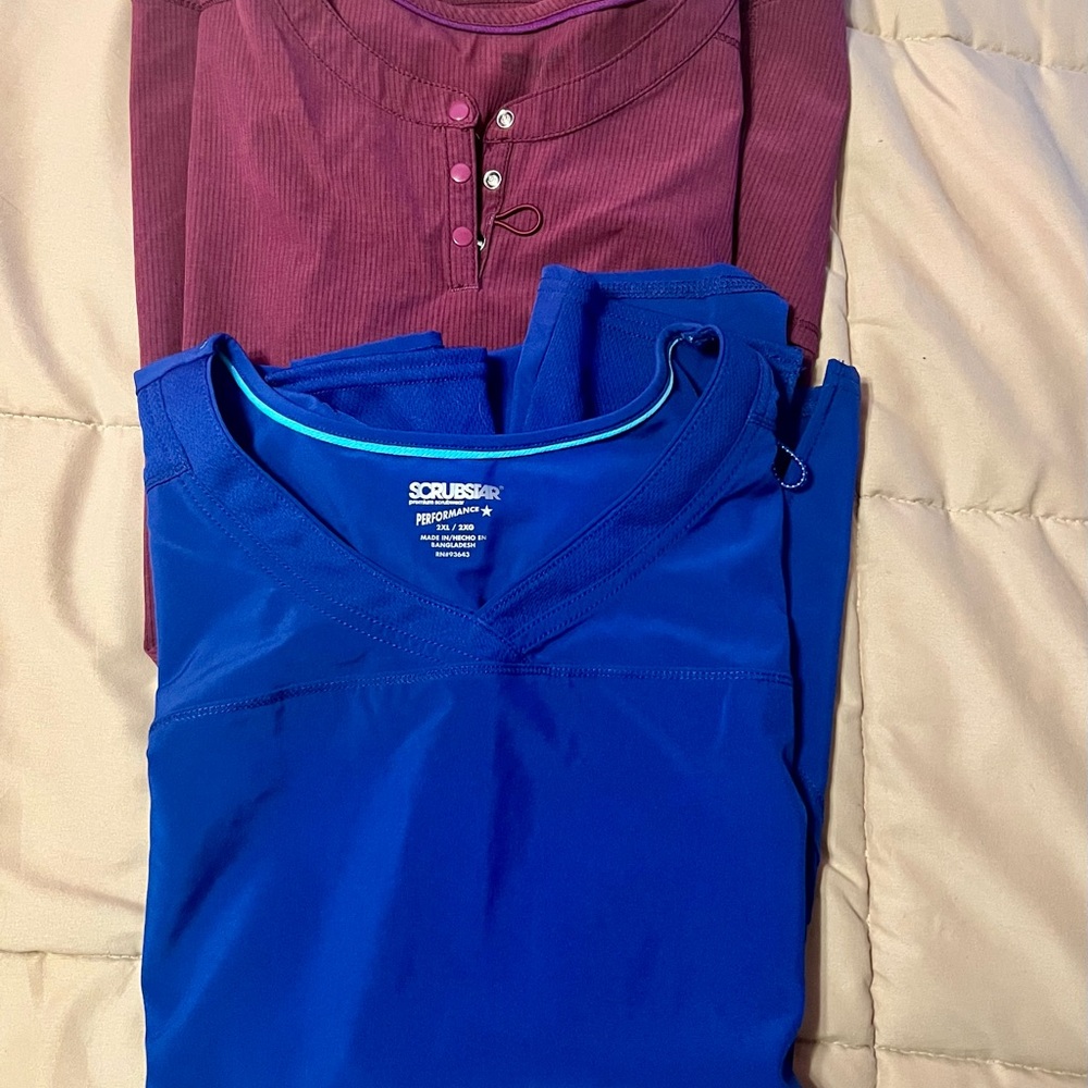 Scrubstar Rich Burgundy and Royal Blue Scrub Tops